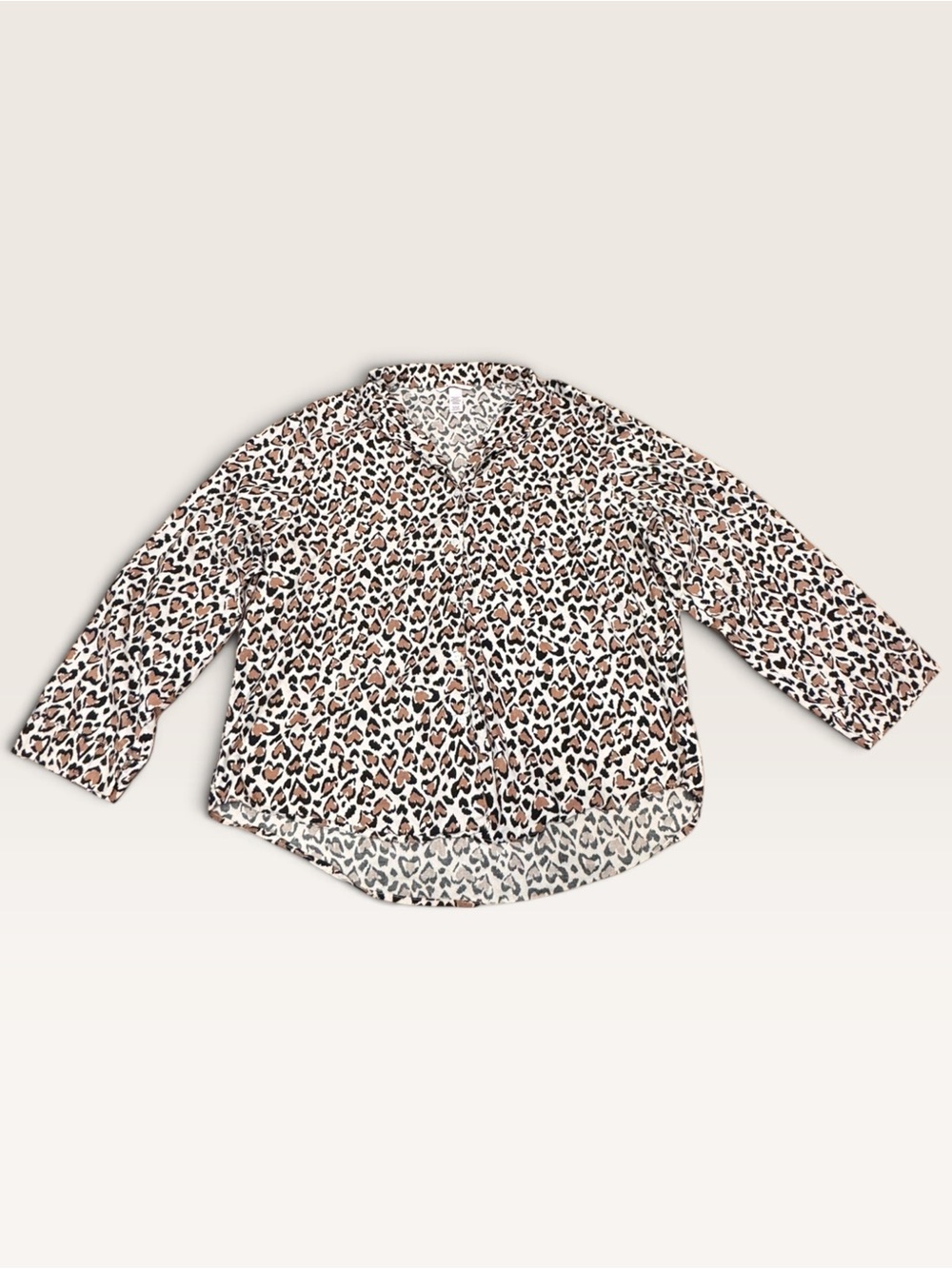 Victoria’s Secret Leopard Heart Print Button-Up Pajama Top XL